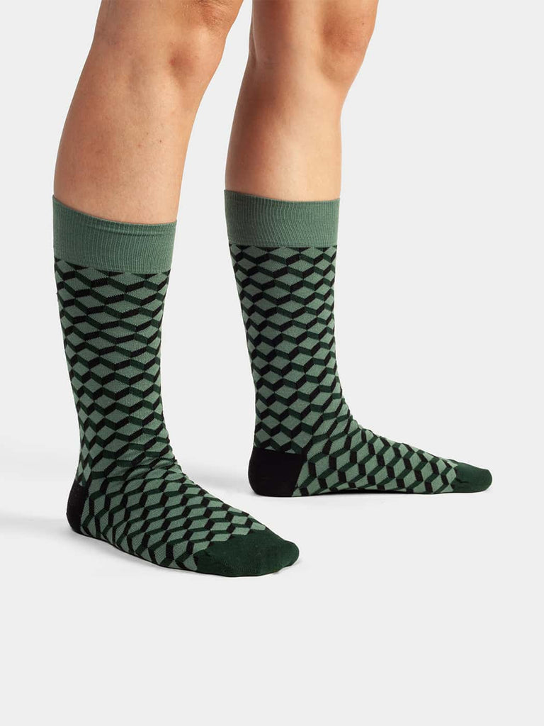 Chaussettes en coton bio | vertes "green grass dice"