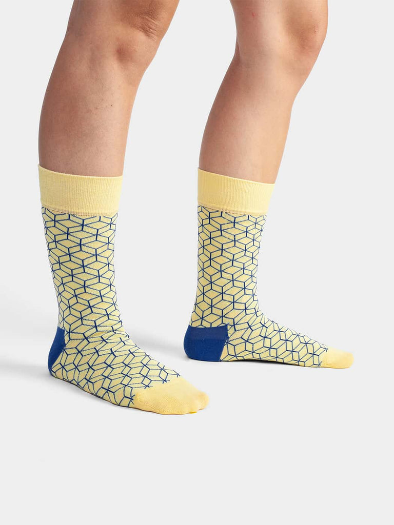Chaussettes en coton bio et recyclé | jaune "limelight lining"