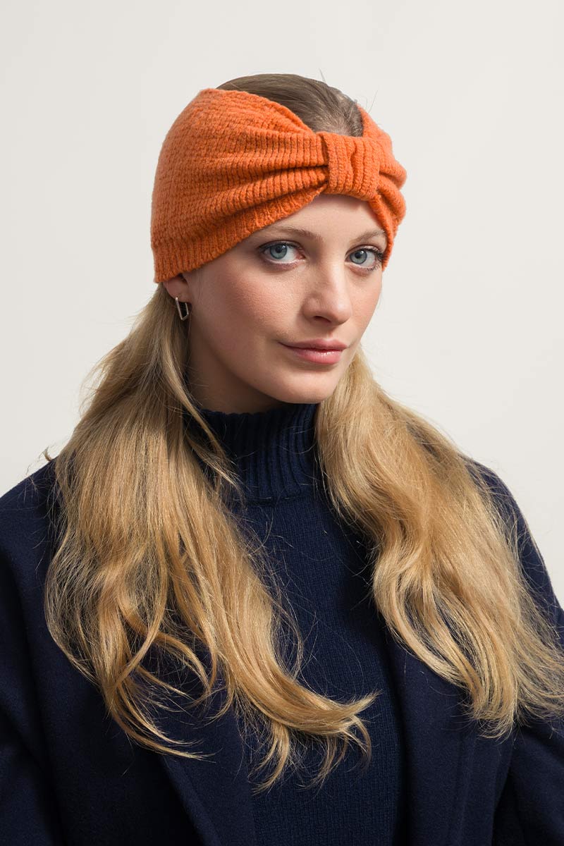 Bandeau en cachemire recyclé | orange "fascia amelia arianco becco d'oca"
