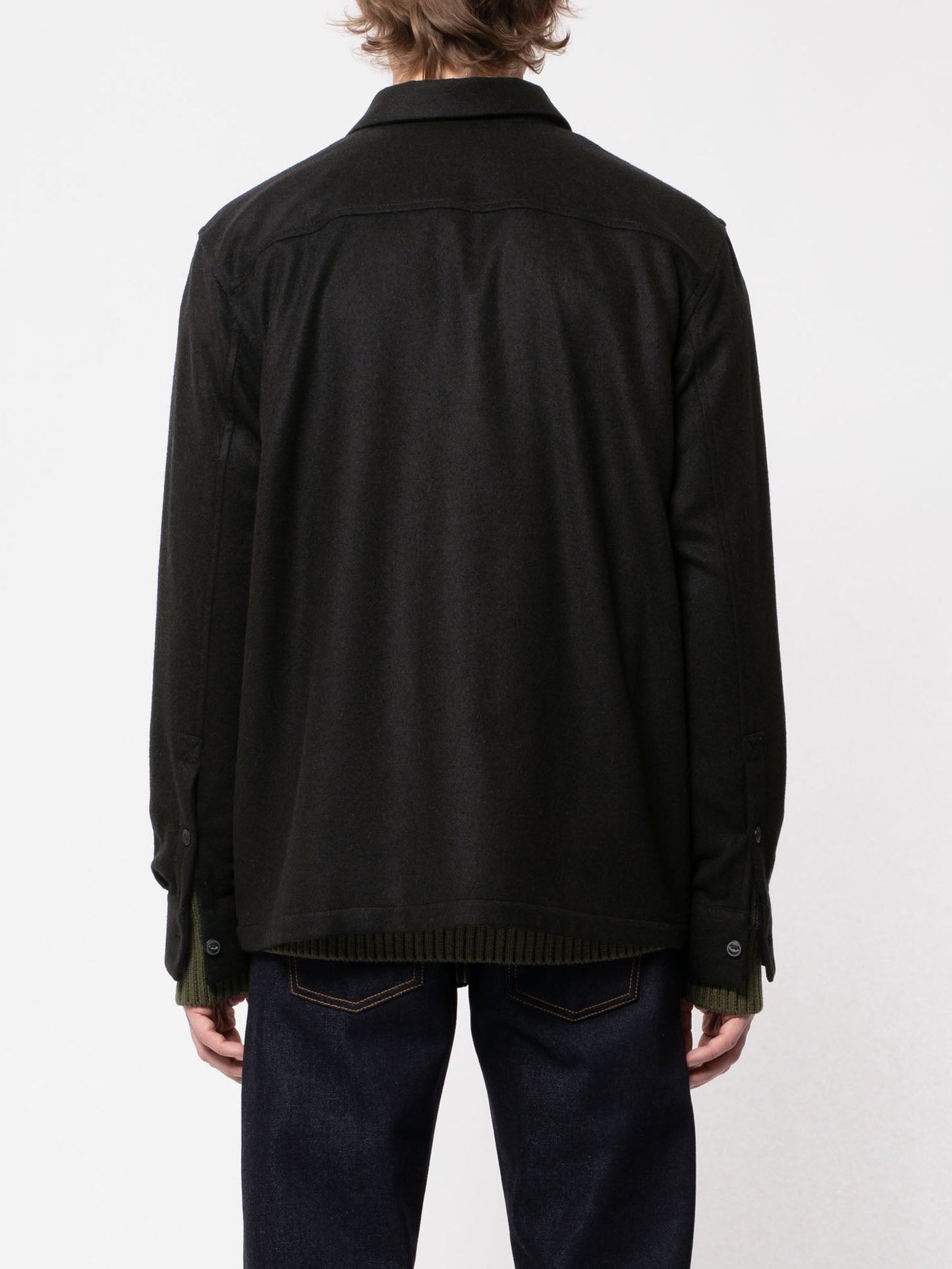 Surchemise noire en laine et polyester recyclés - sten