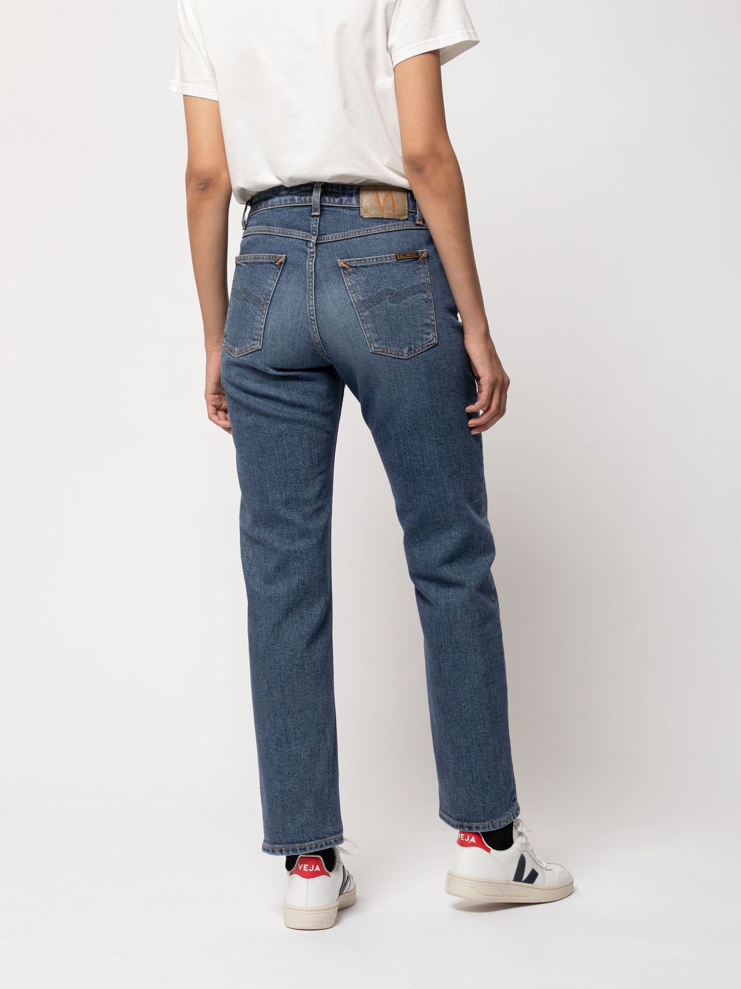 Jean droit bleu en coton bio - Straight sally dark stone