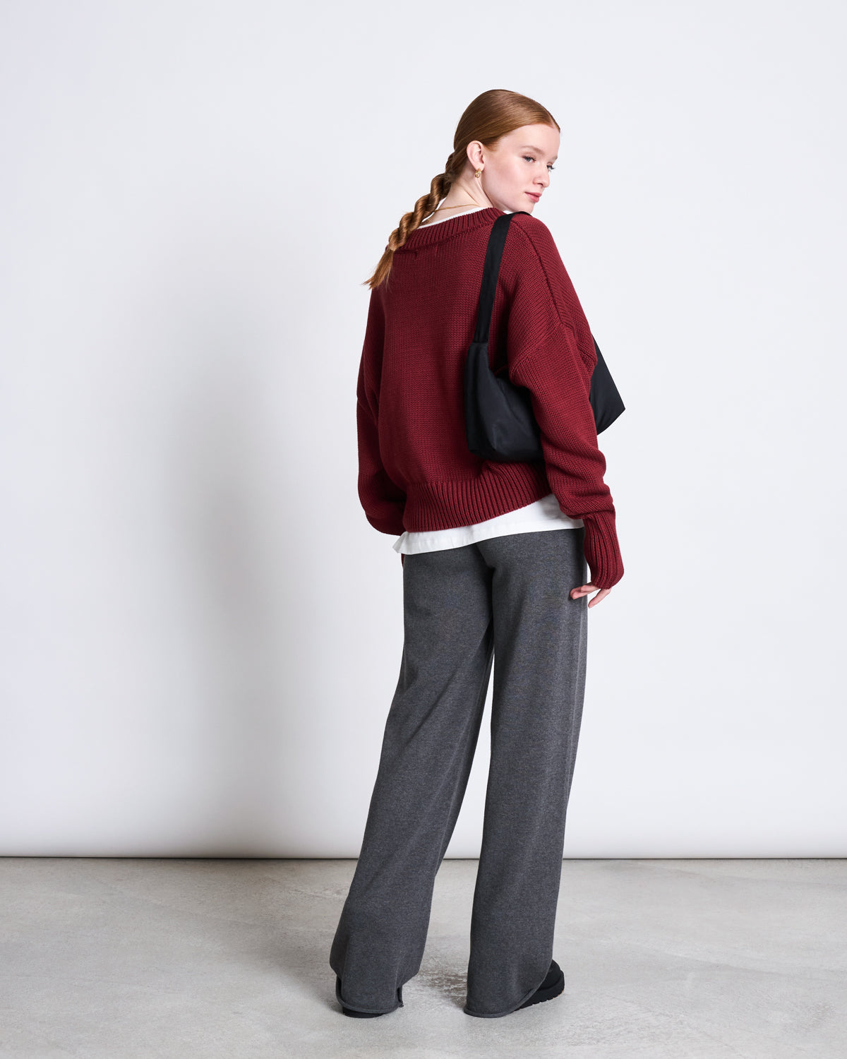 pull col v en coton bio | bordeaux "luz - syrah"