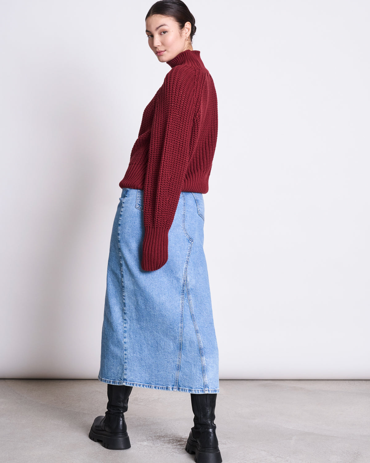 pull maille en coton bio | bordeaux "ola - syrah"