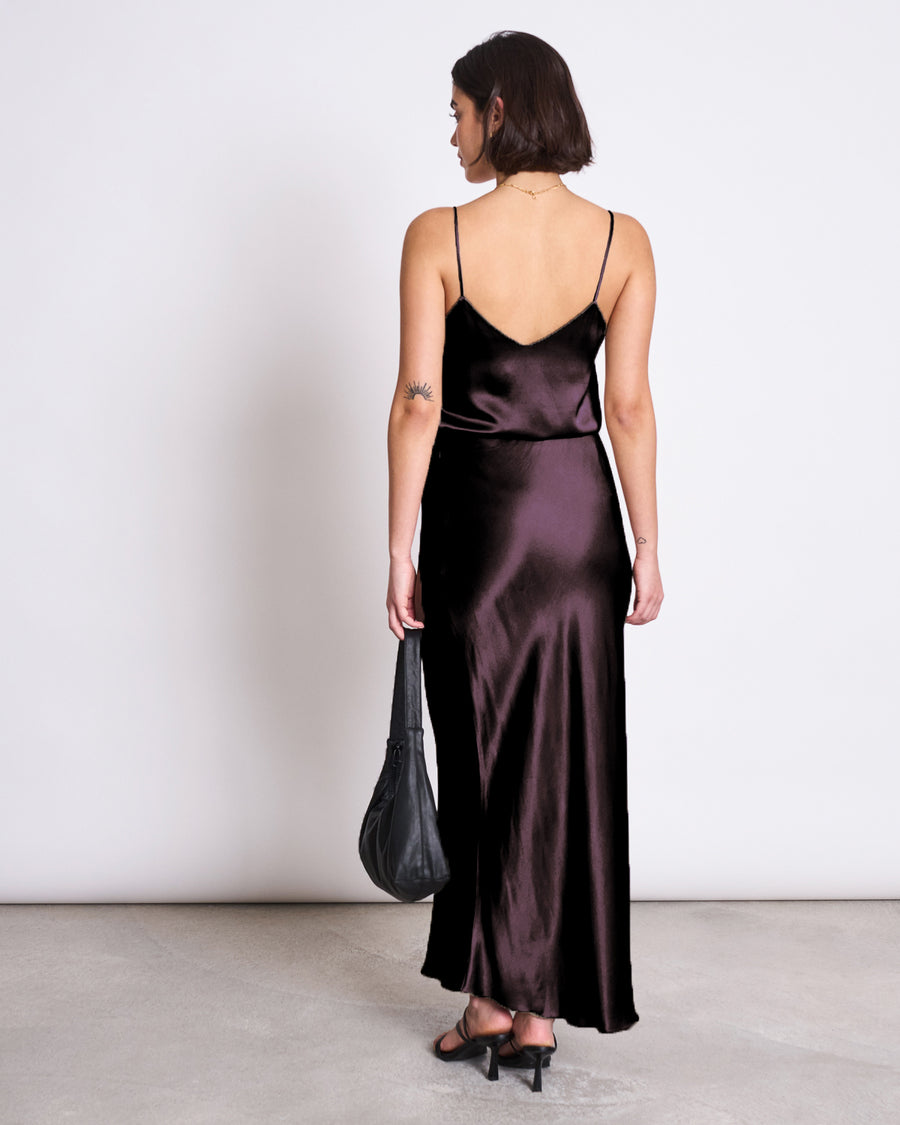 Top satiné col V en viscose enka | espresso "maud espresso"