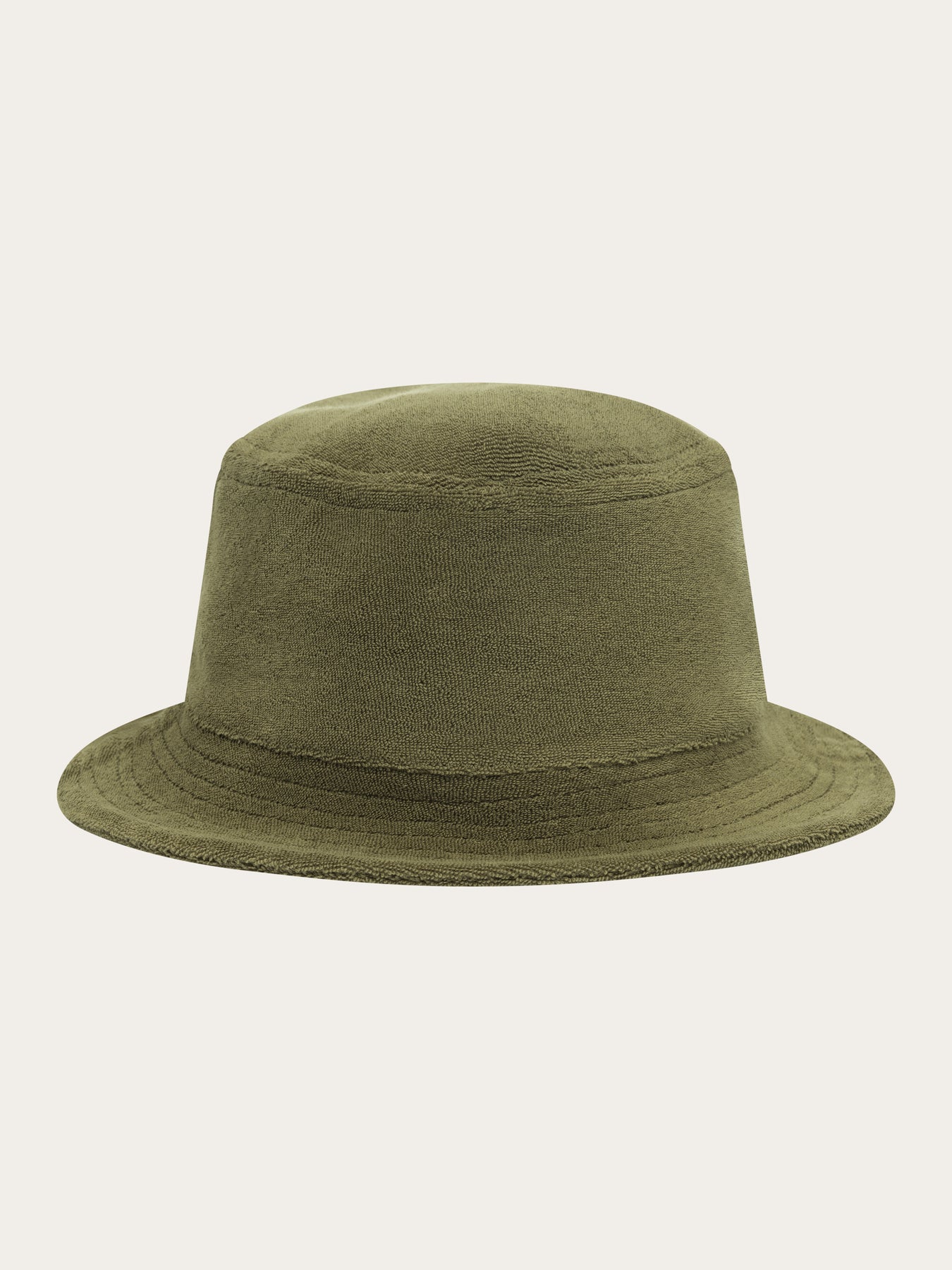 Bob éponge olive en coton bio et matière recyclée - terry bucket hat burned olive