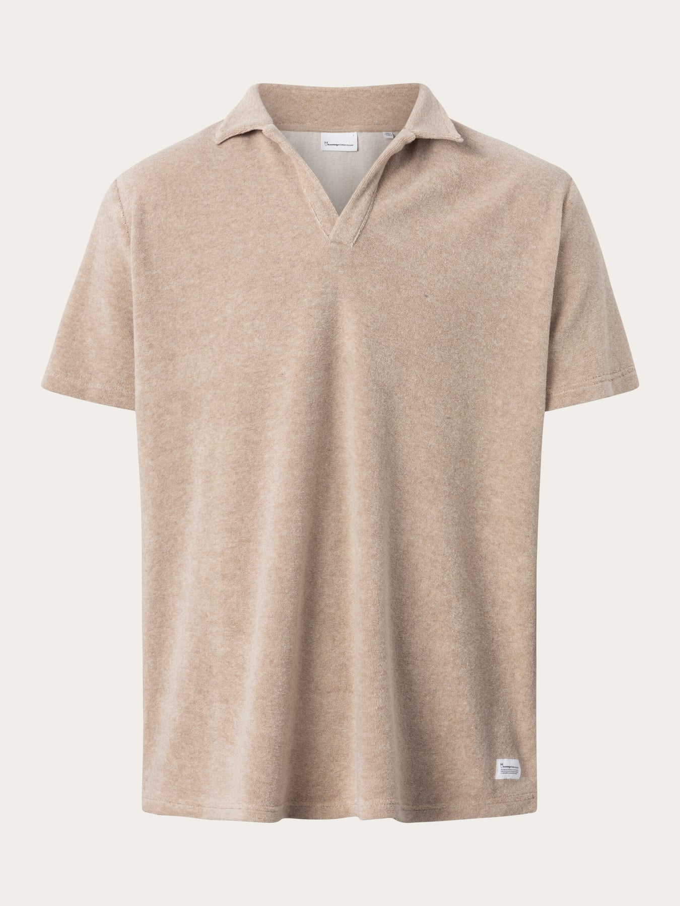 Polo beige éponge en coton bio et matière recyclée - terry polo safari