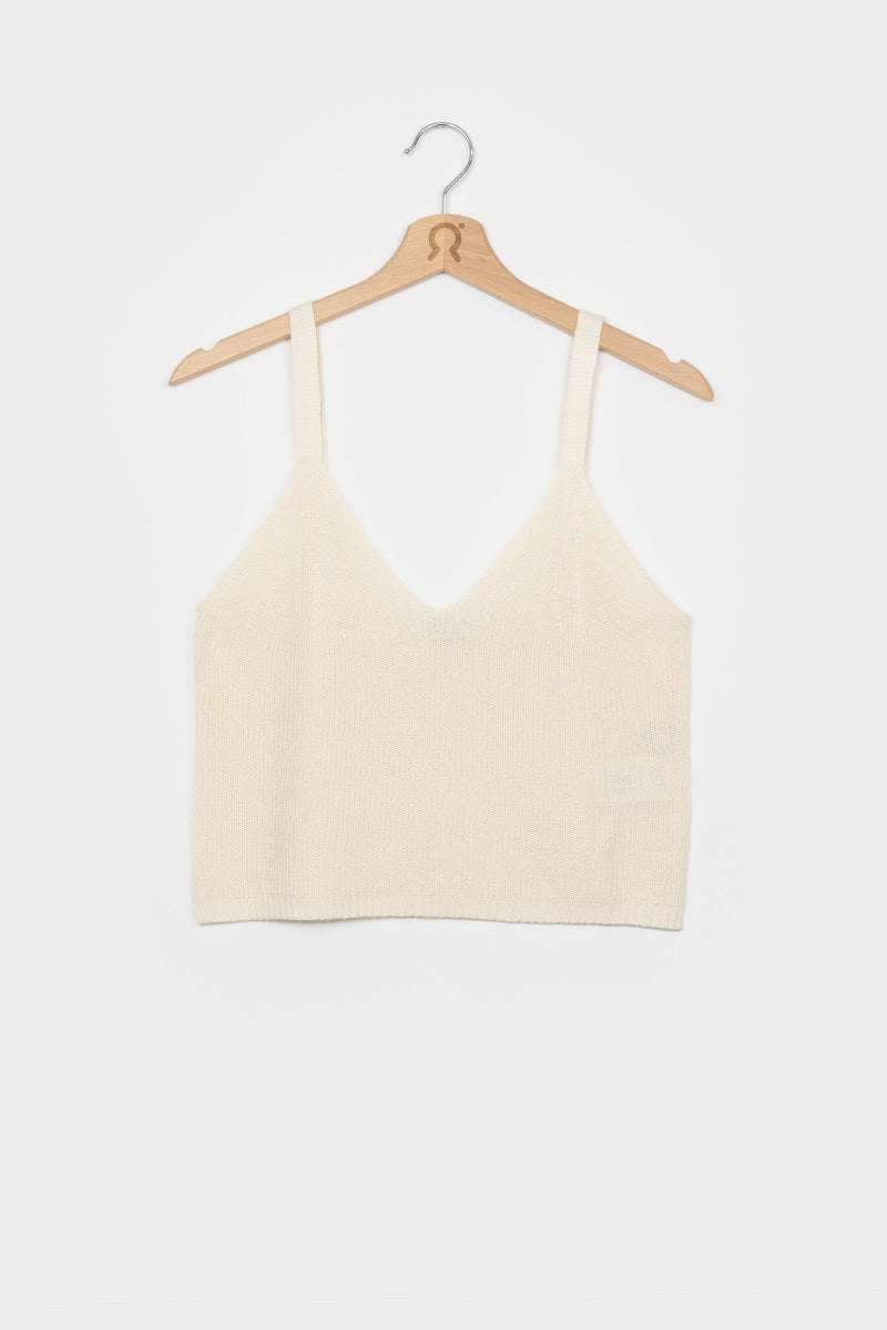 Top à bretelles en soie recyclée | écru "top donna seta rigenerata grace"
