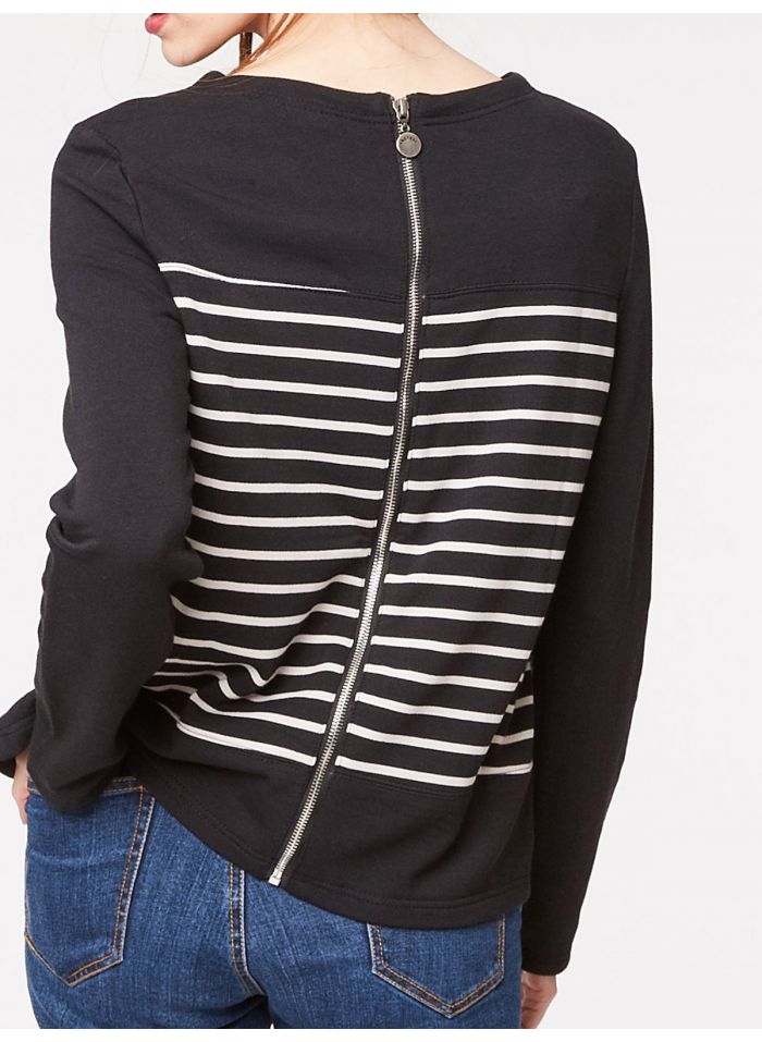 Marinière noire en viscose de bambou et coton