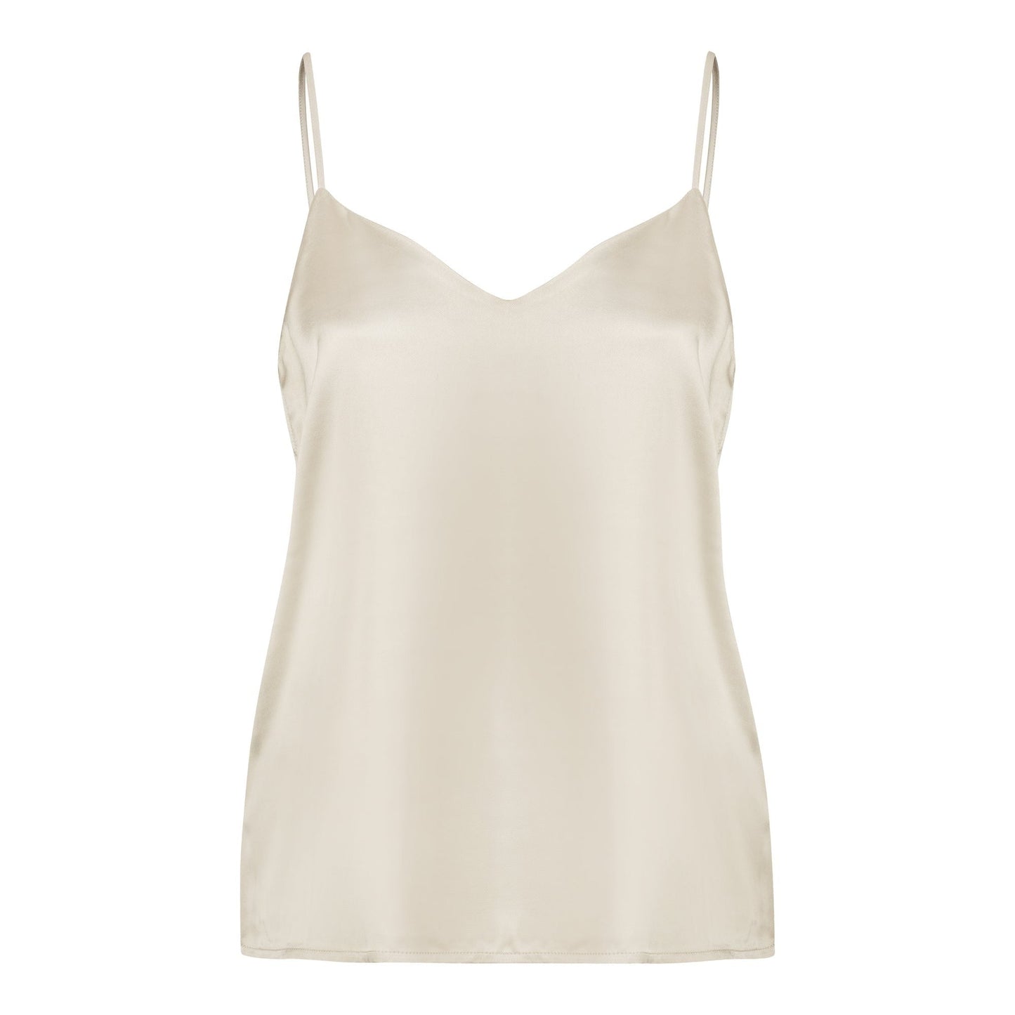 Top satiné col V en viscose enka | écru "maud ivory"
