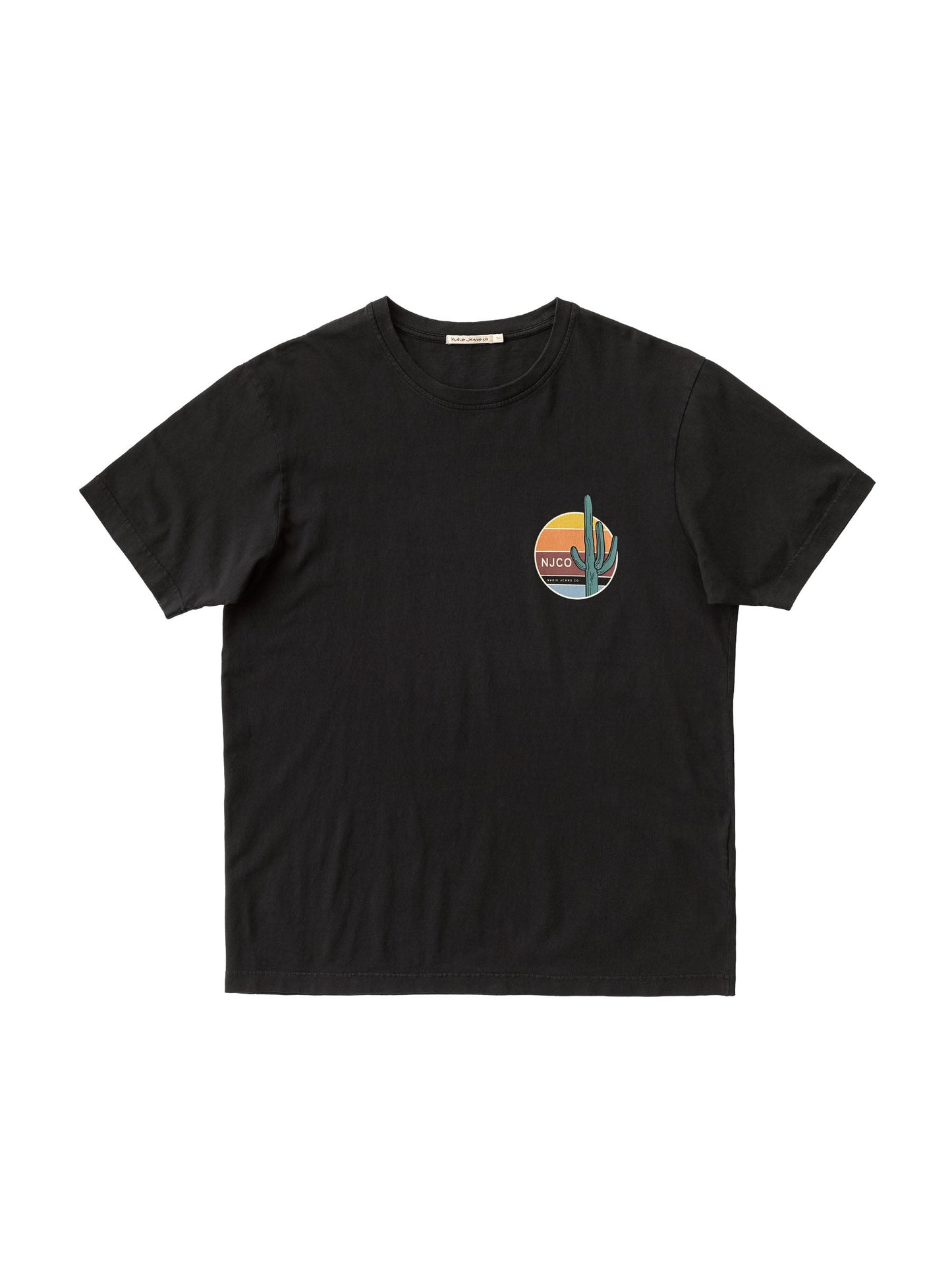 T-shirt imprimé noir en coton bio - uno cactus black