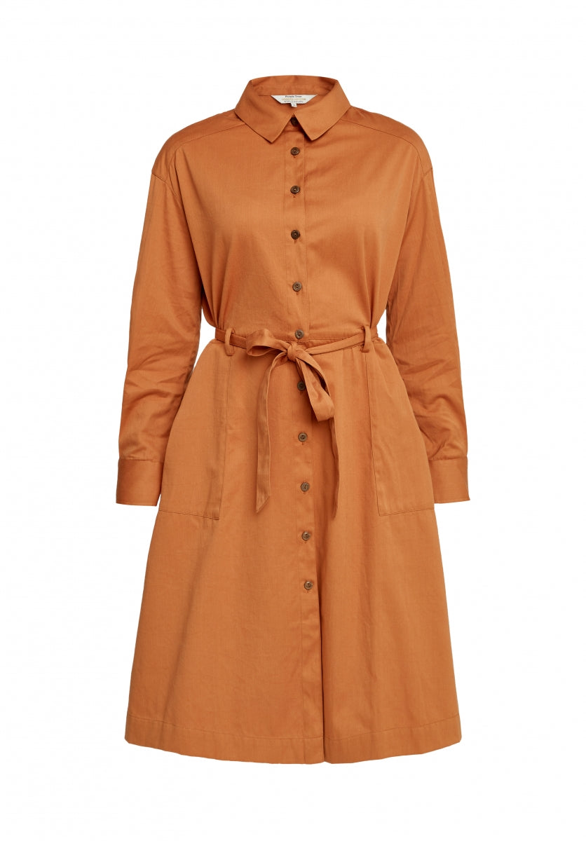 Robe longue unie camel en coton bio – Penny