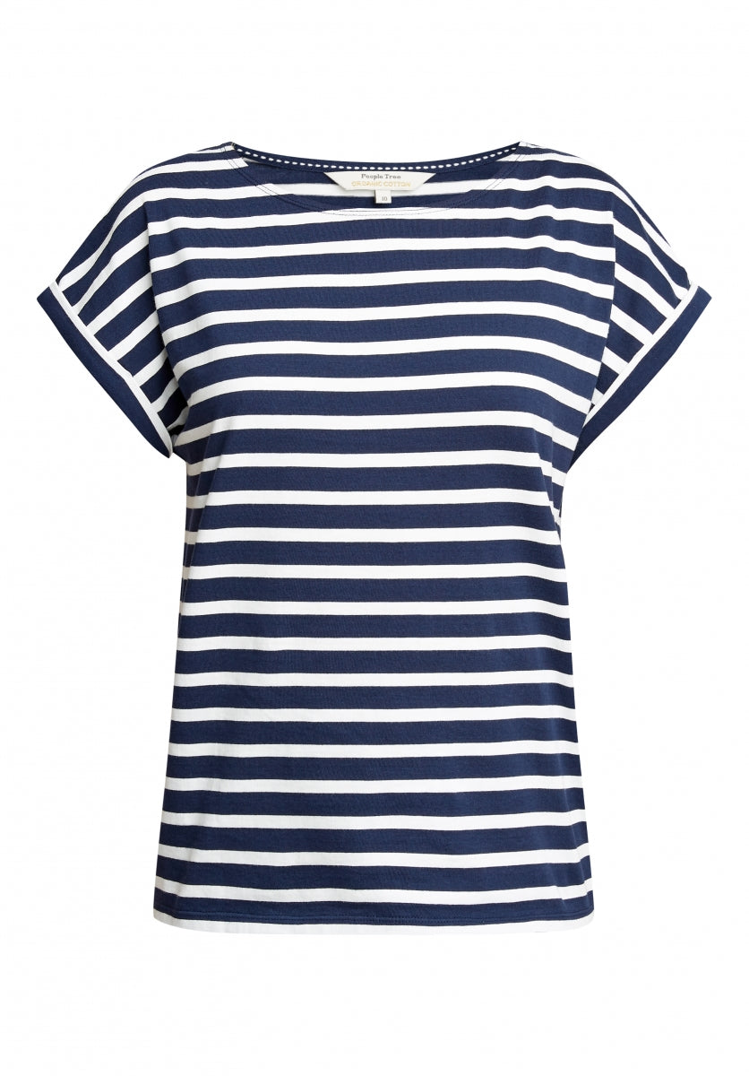 T-shirt marinière bleu marine en coton bio – Jodie