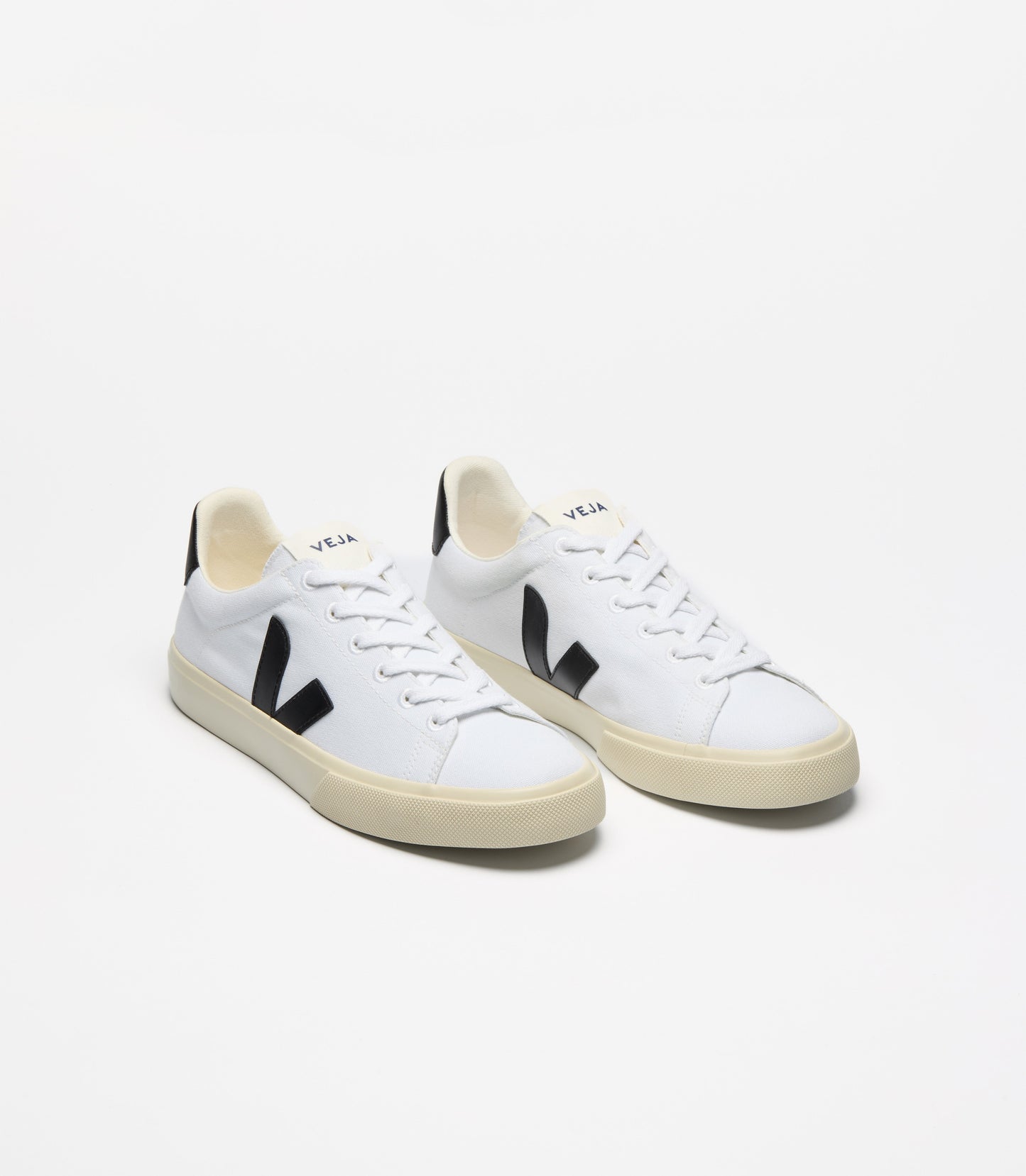 Baskets en coton biologique | blanc et noir "campo ca white black"