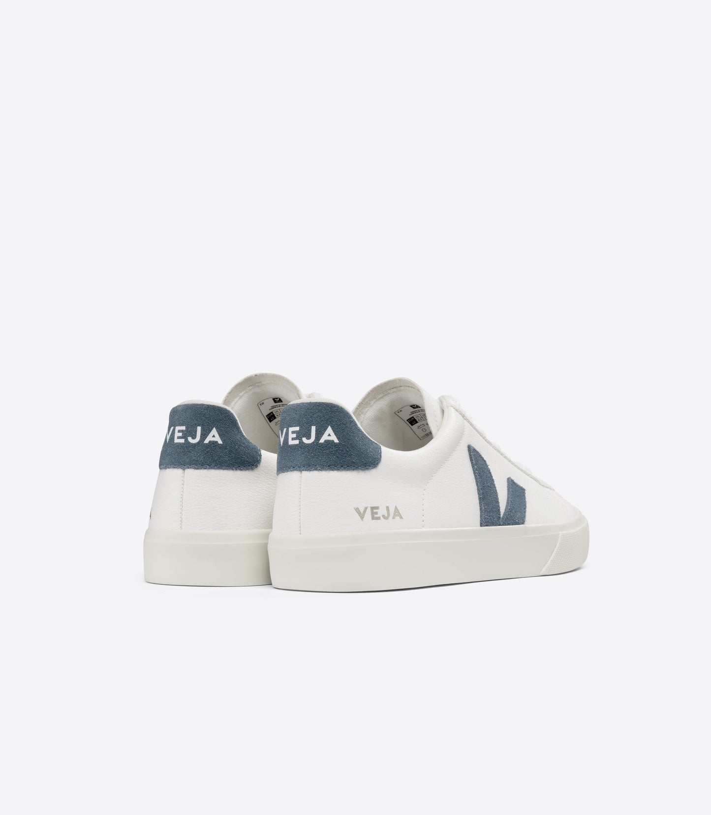 Baskets en cuir sans chrome et suède | blanc et bleu "campo chromefree leather white california"