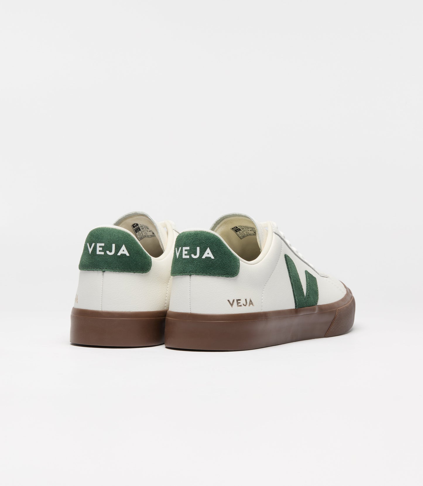 Baskets en cuir | blanc et vert "campo - white_cyprus_bark"