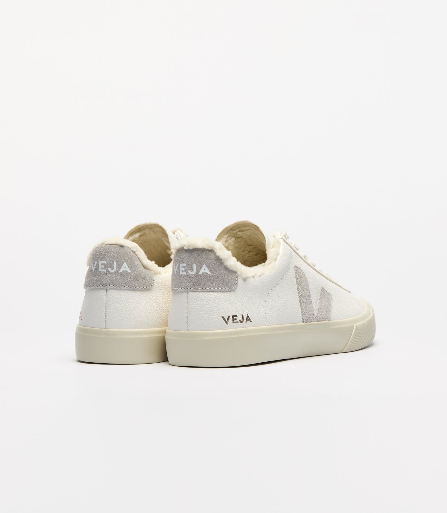 Baskets en cuir | beige et gris "campo winter - extra-white_light-grey"