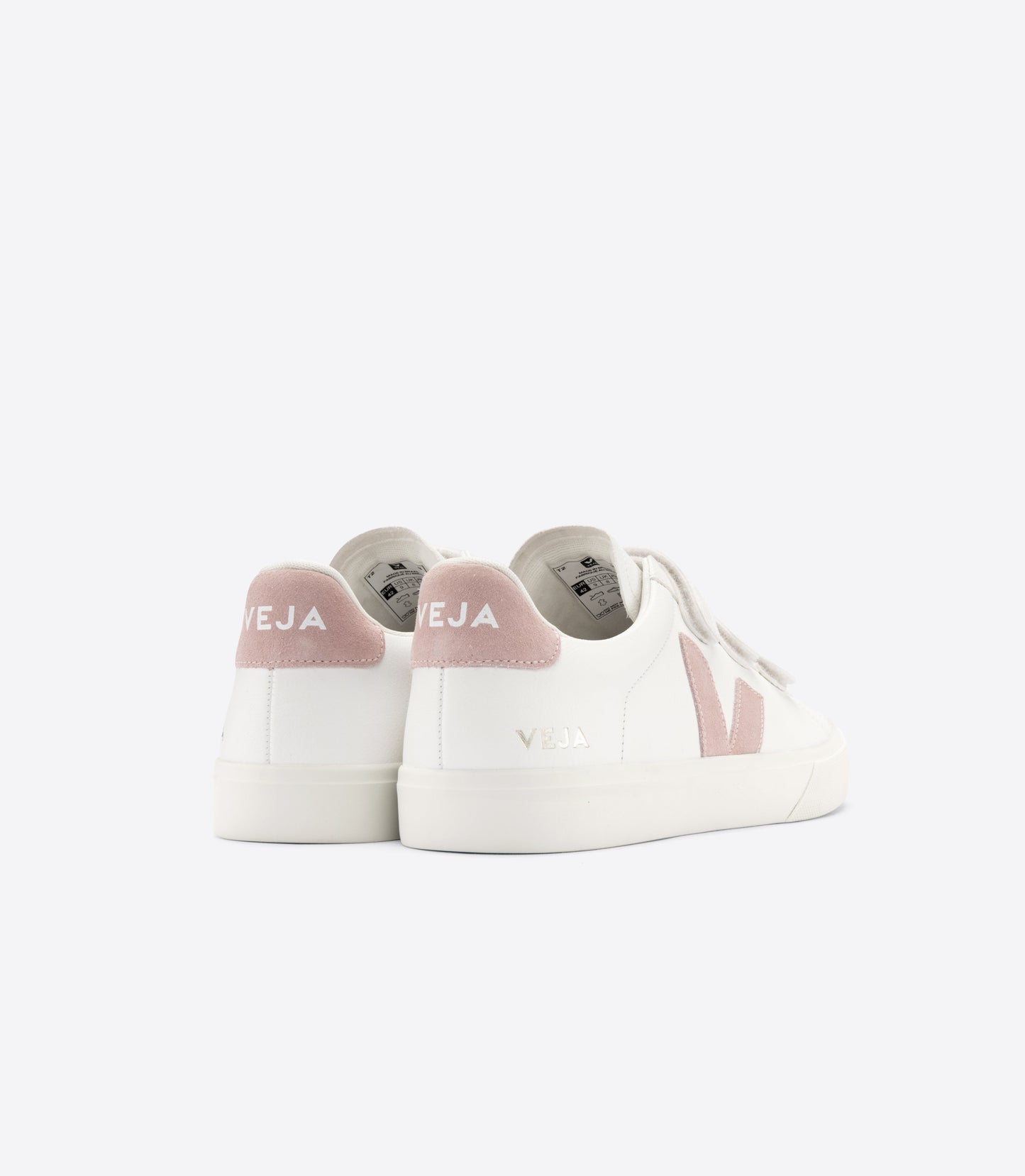 Baskets à scratchs en cuir certifié | blanc et rose "recife chromefree leather extrawhite babe"