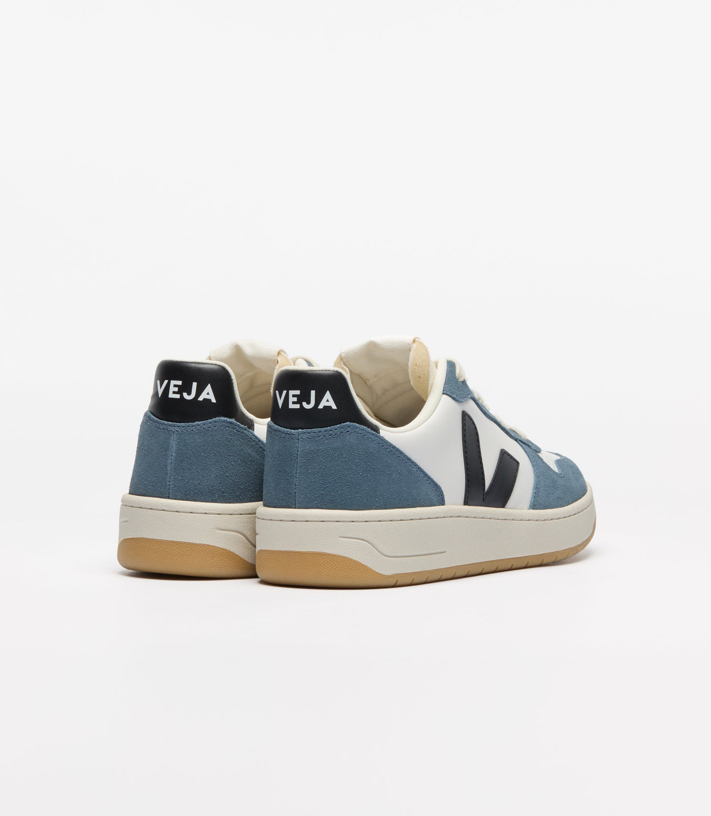 Baskets en cuir | bleu et blanc "v-10 prime - white_black_california"