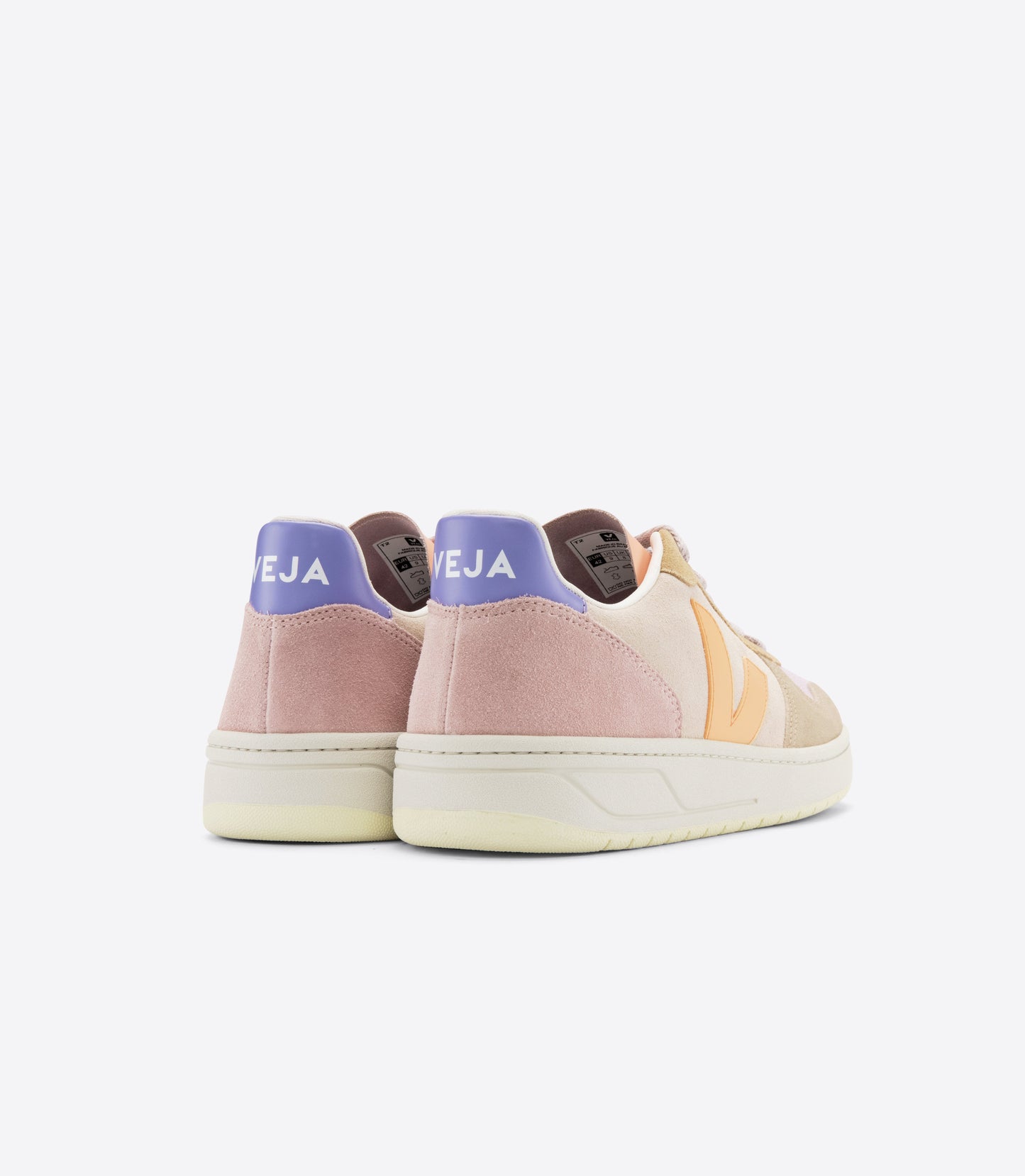 Baskets basses en cuir et suède certifiés | multicolore "v-10 suede multico peach"