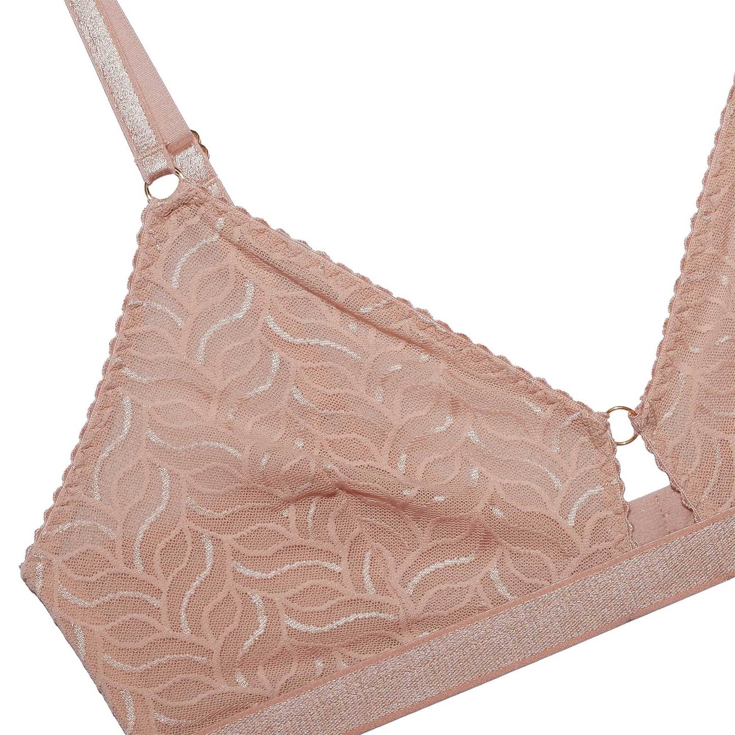 Soutien-gorge en dentelle rose poudré en polyamide recyclé - Vivi