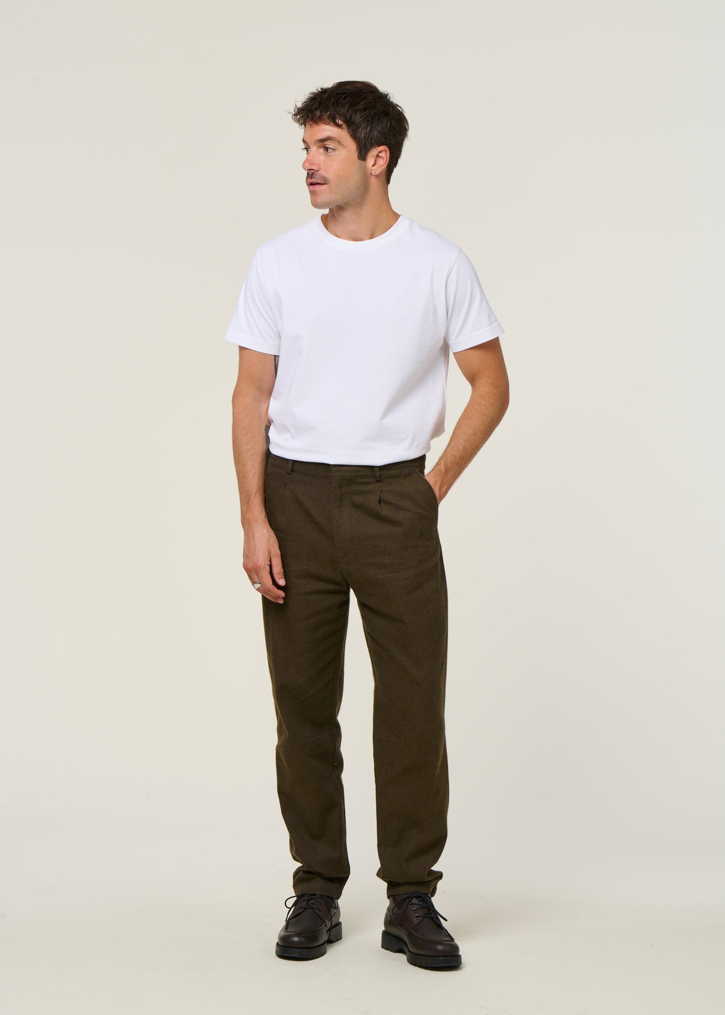 Pantalon droit en coton biologique | marron "flannel everyday pant organic cotton - twill brown"