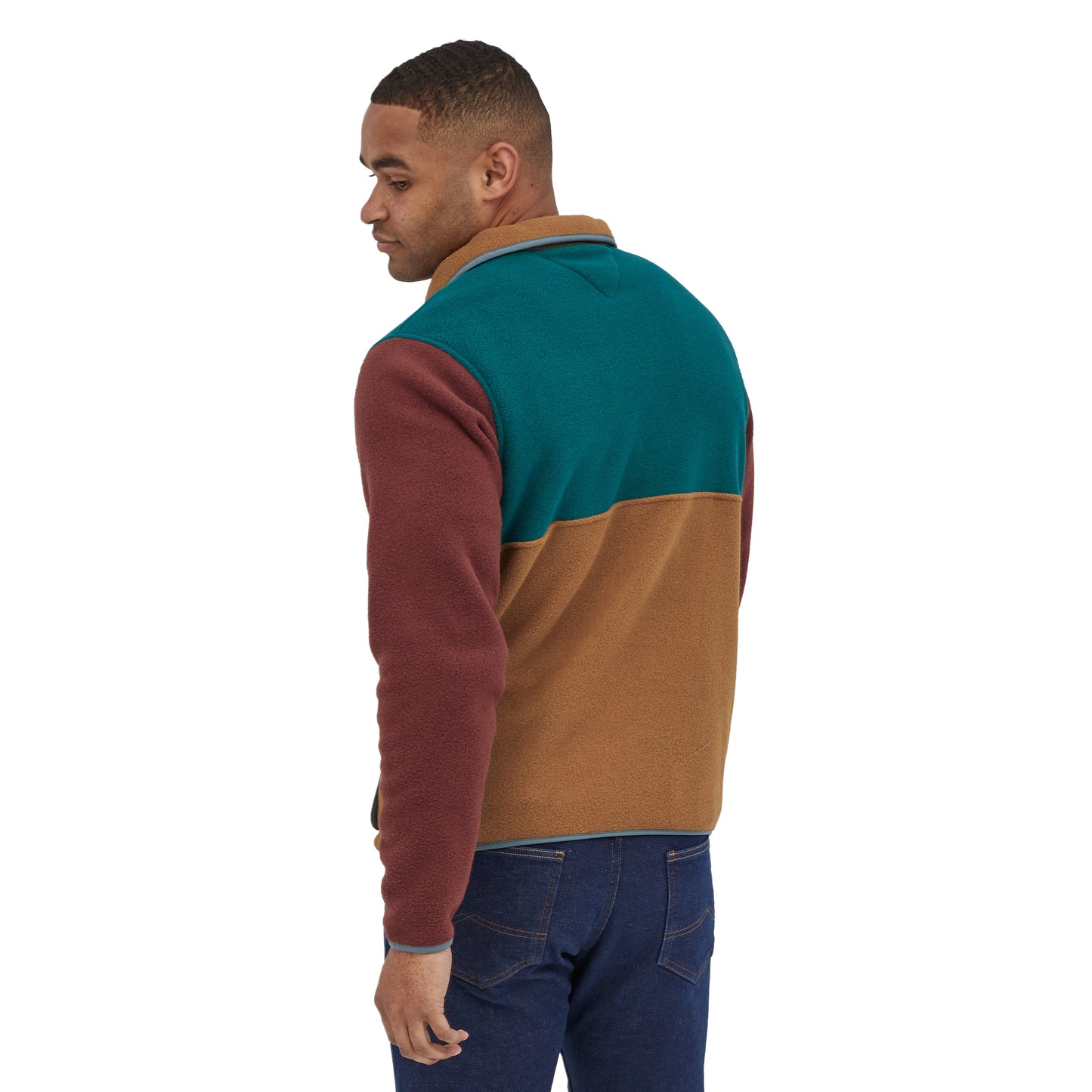 Polaire col zippé tricolore en recyclé - synch bear brown
