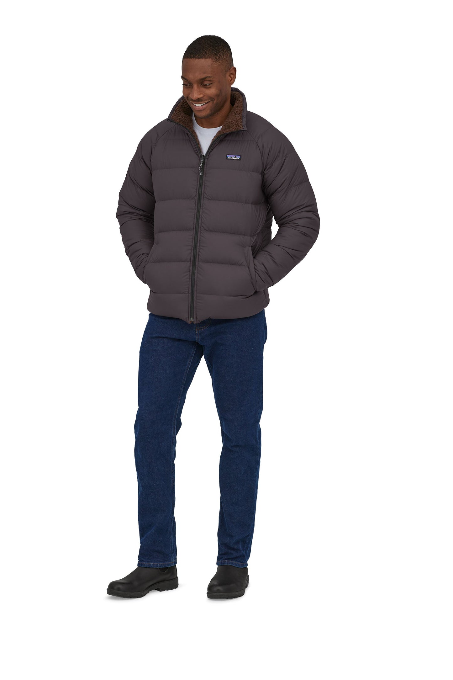 Doudoune réversible polaire en recyclé | noir "m's reversible silent down jkt ink black"