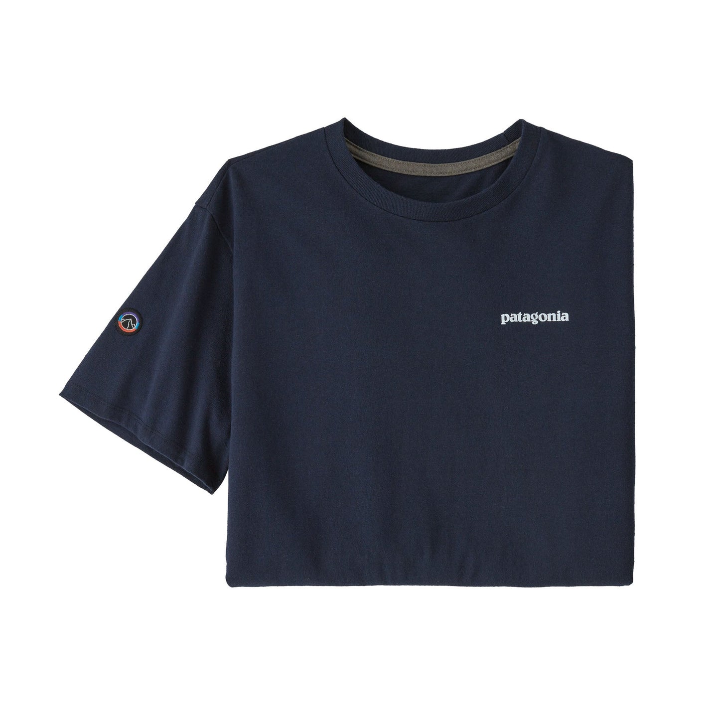 T-shirt marine en coton bio et matière recyclée - fitz roy icon responsibili-tee new navy