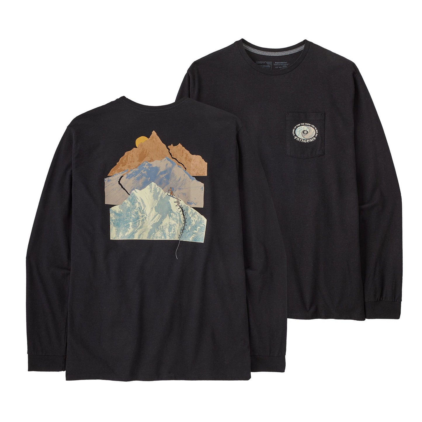 T-shirt manches longues en recyclés | Noir "snowstitcher responsibili-tee ink black"