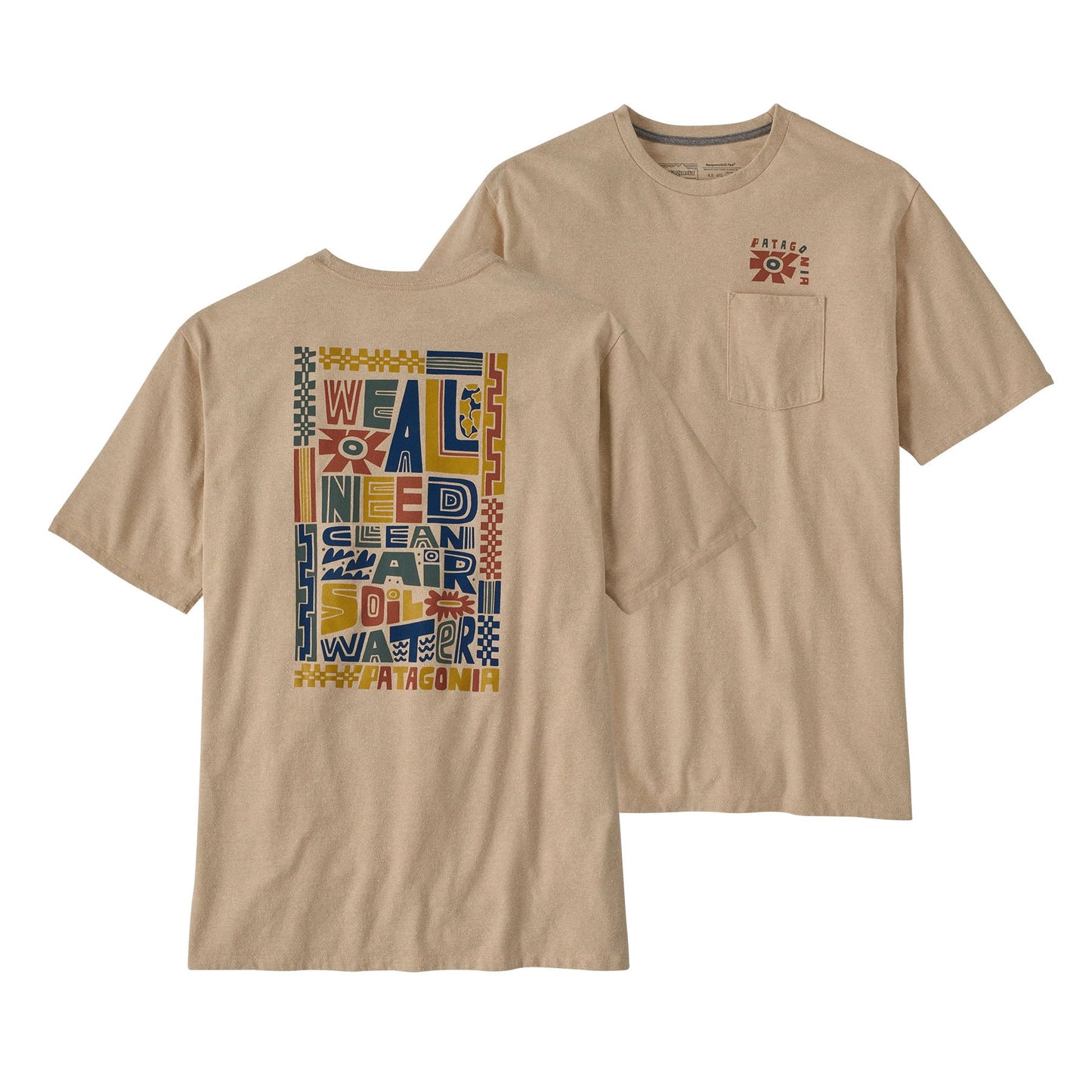 T-shirt en matières recyclées | Beige "we all need pocket responsibili-tee oar tan"