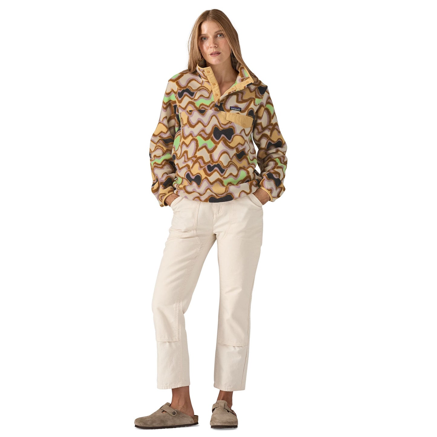 Polaire col boutonné en matière recyclée | multicolore "w's lw synch snap t p/o small currents natural"