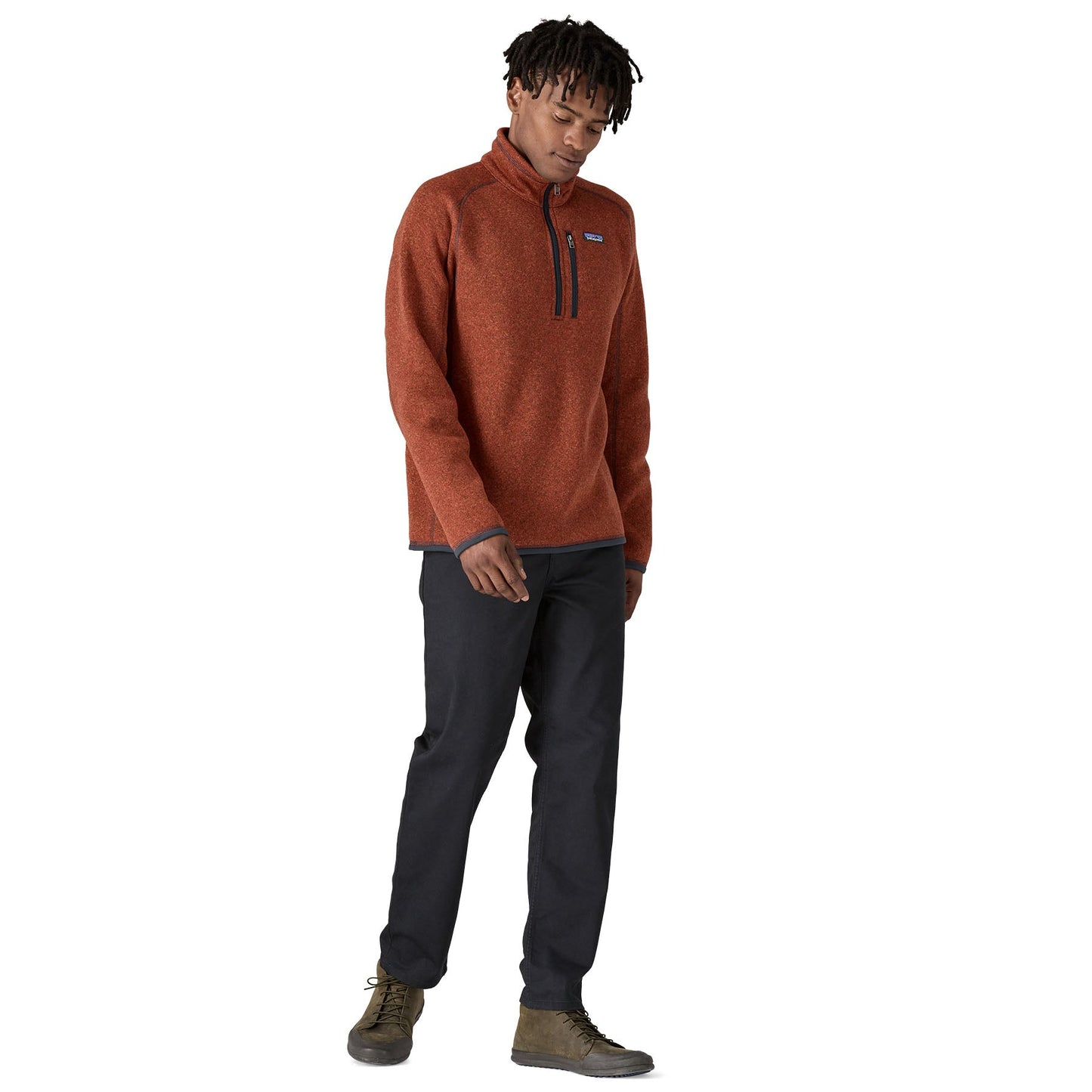 Polaire col zippé en matière recyclée | rouge "m's better sweater 1/4 zip burnished red"