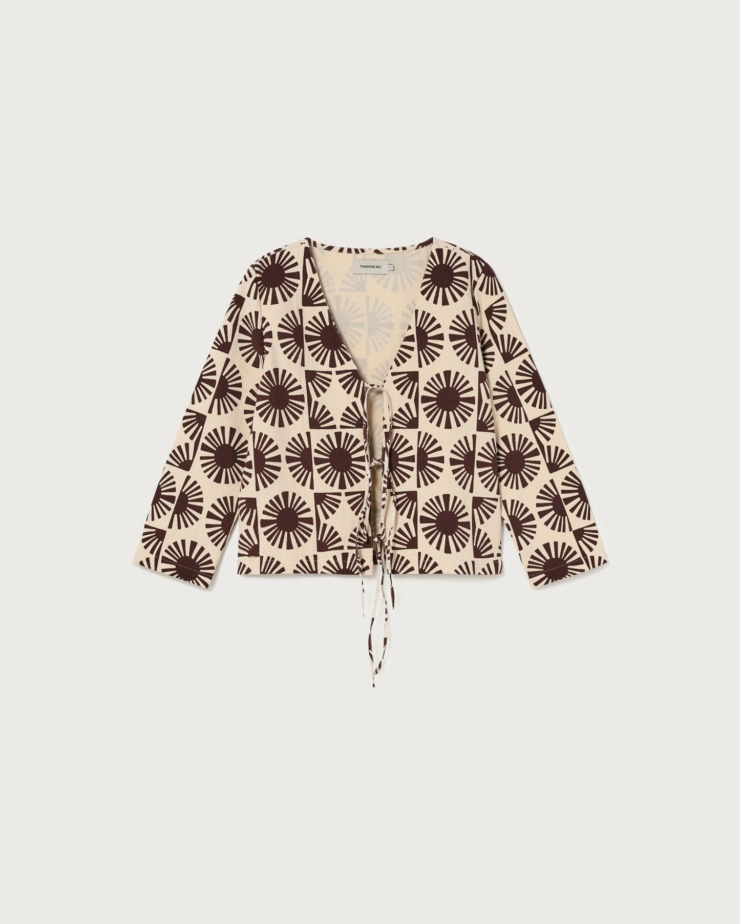 Blouse ouverte bicolore en coton bio - solet alexandra blouse brown