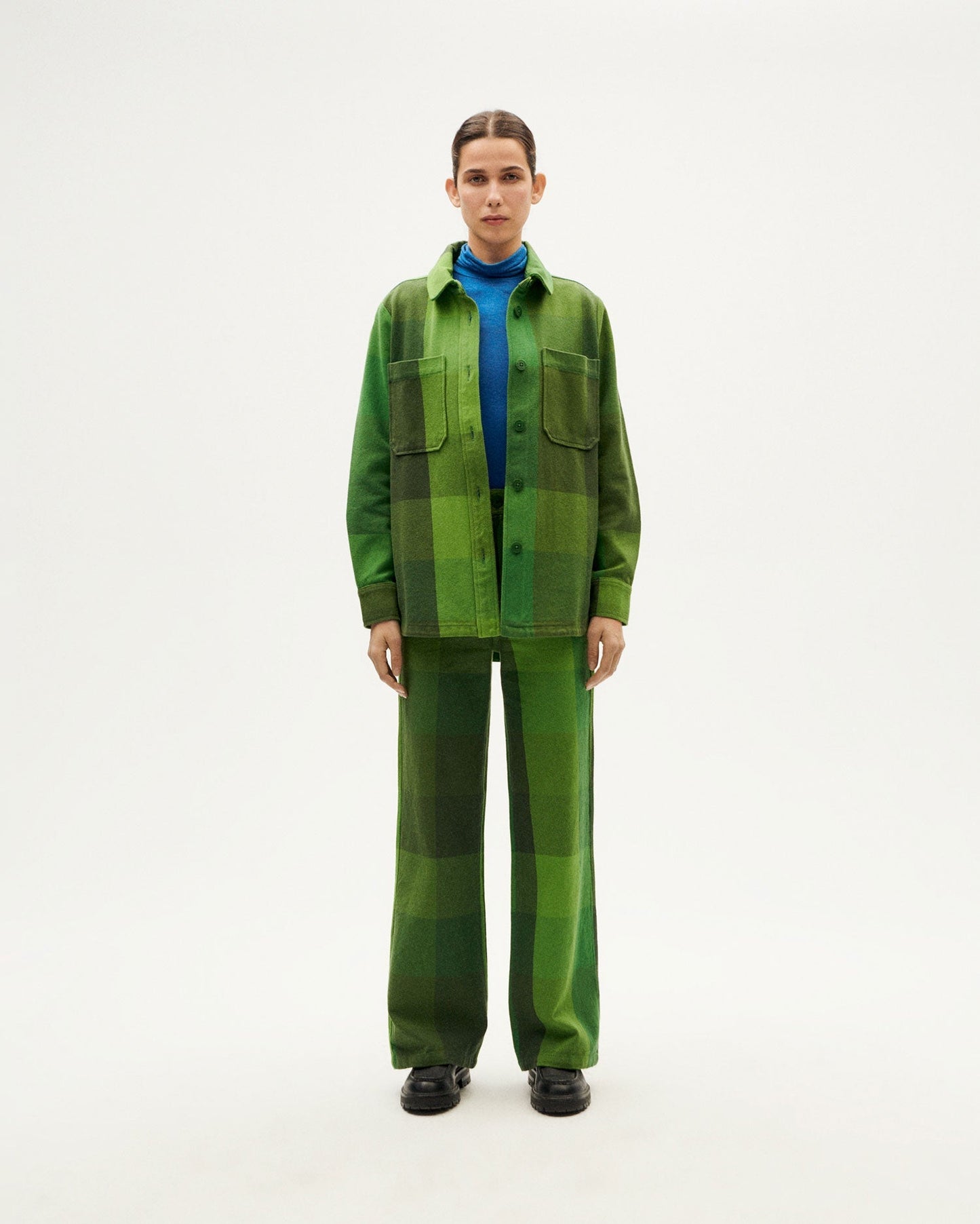 Surchemise en coton bio | vert "central blanket norita overshirt - multicolor"