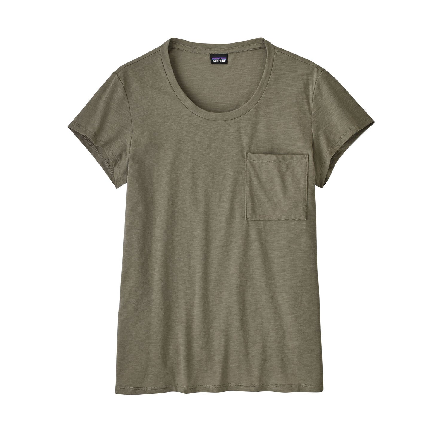 T-shirt à poche kaki en coton bio et matière recyclé - mainstay tee garden green