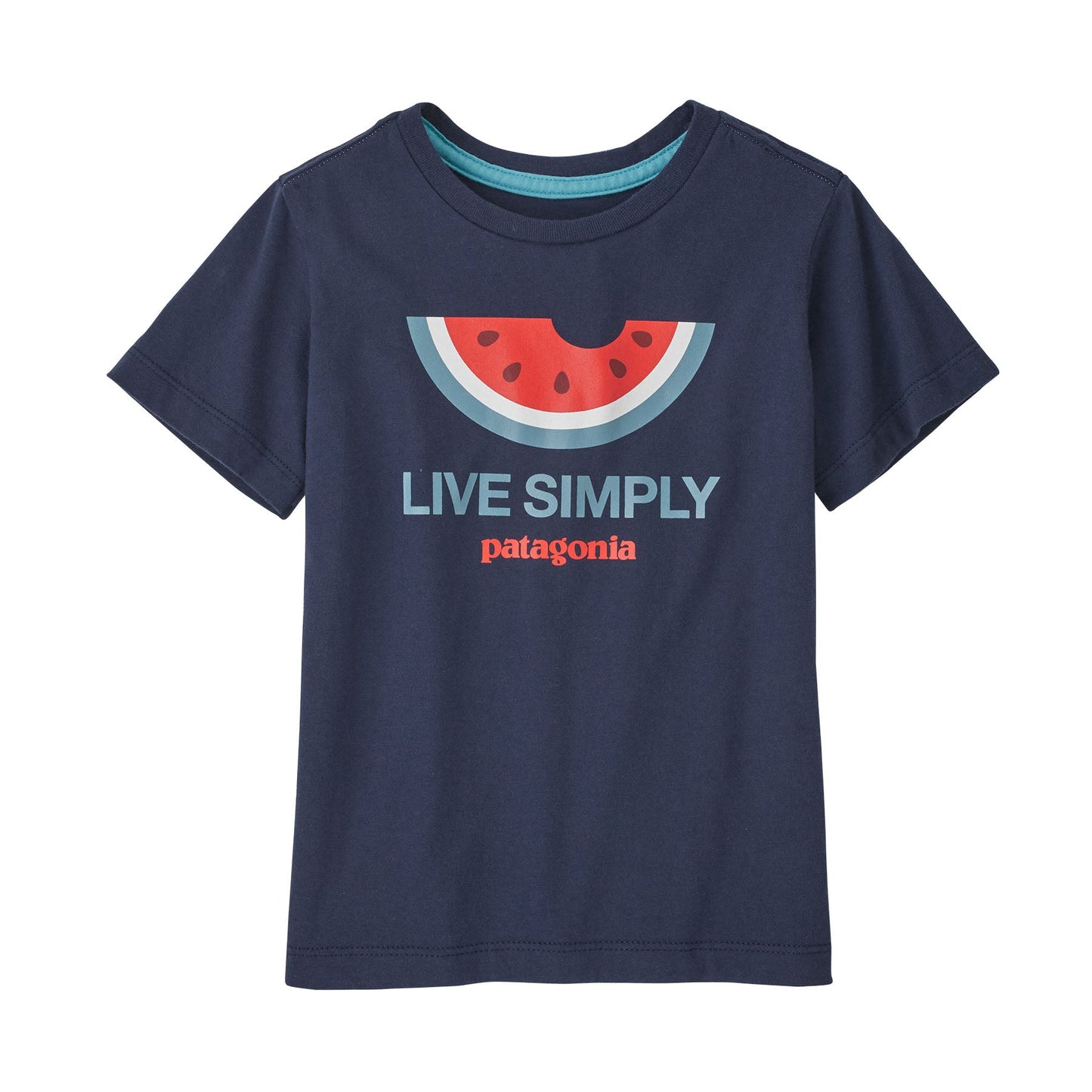 T-shirt imprimé marine en coton bio - live simply melon new navy