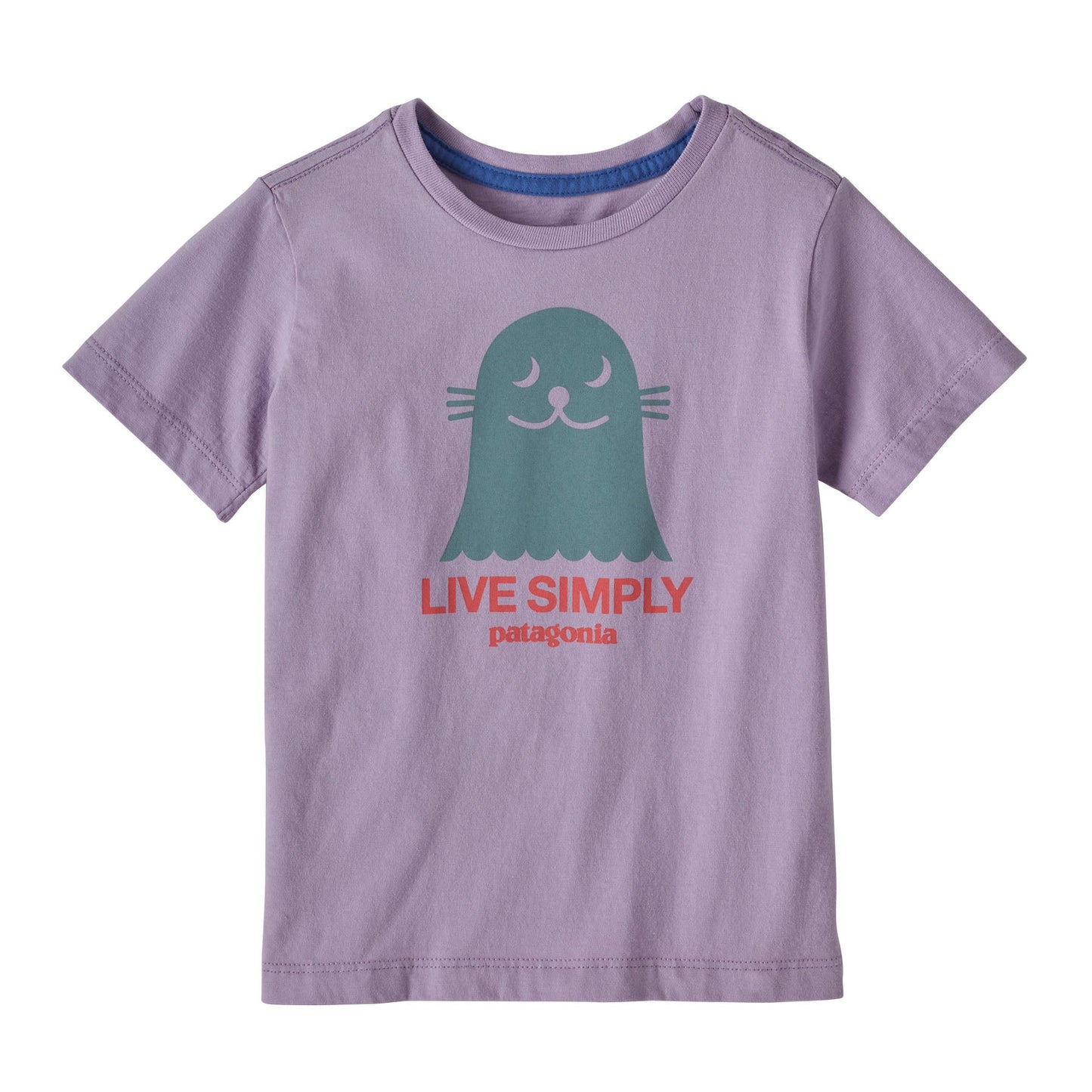 T-shirt imprimé violet en coton bio - live simply seal lune purple