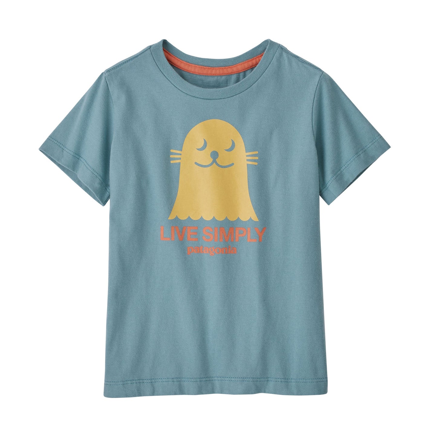 T-shirt imprimé bleu turquoise en coton bio - live simply seal upwell blue