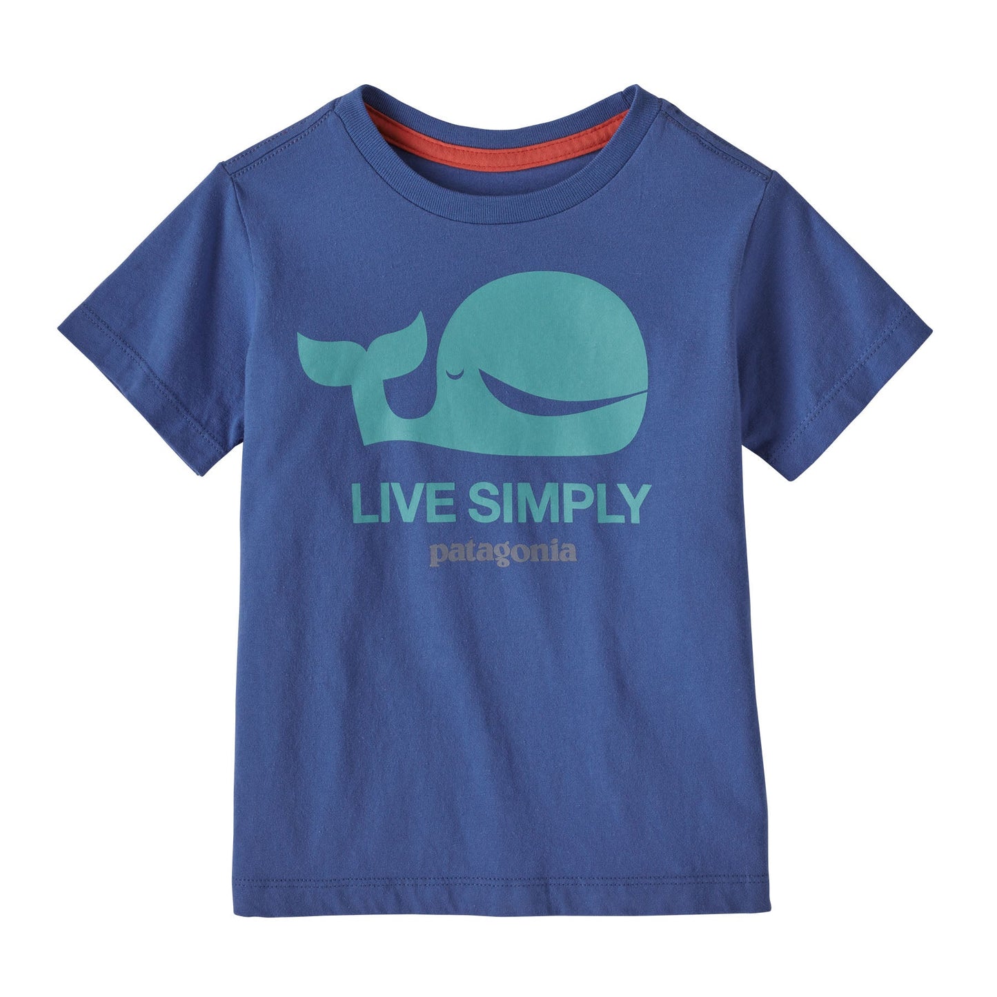 T-shirt imprimé bleu en coton bio - live simply whale float blue