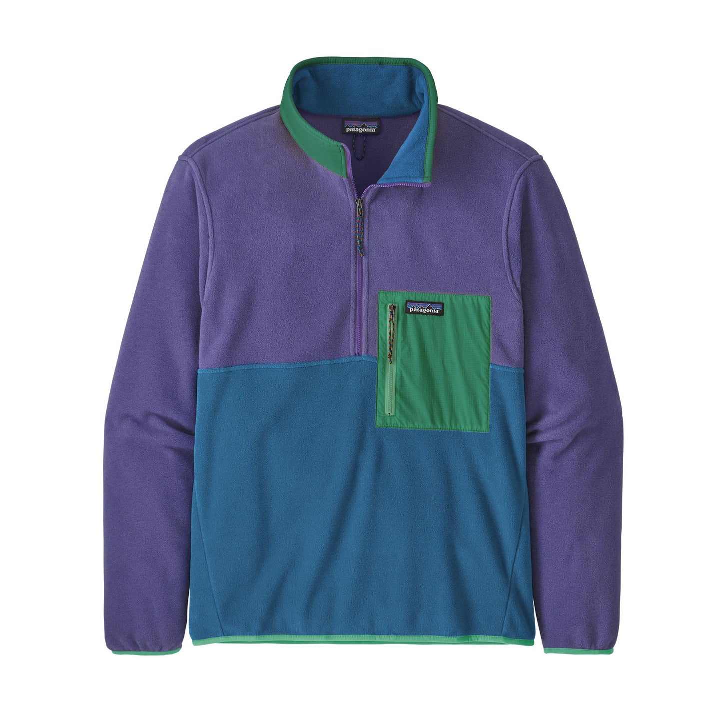 Polaire col zippé en recyclé | Tricolore "microdini bayou blue"