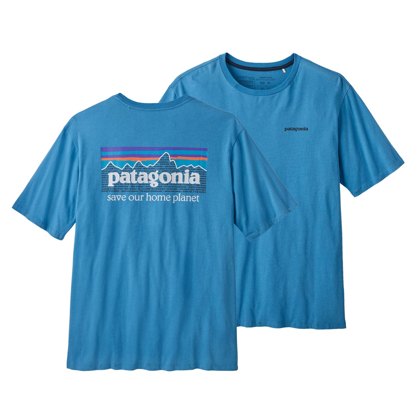 T-shirt bleu azur imprimé en coton bio - p-6 mission organic t-shirt anacapa blue