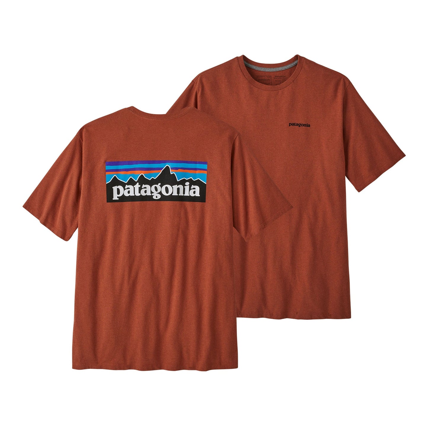 T-shirt brique en coton bio et matière recyclée - p-6 logo responsibili-tee quartz coral