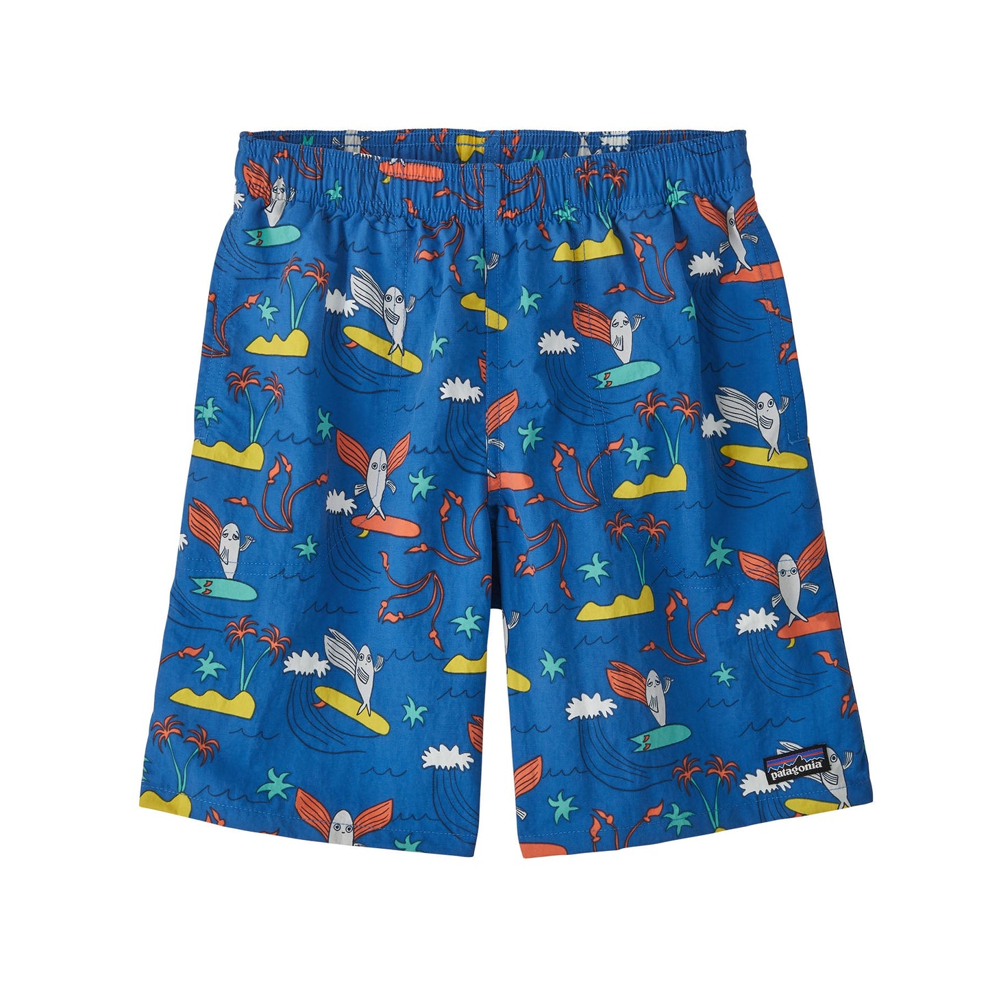 Short bleu à motifs en recyclé - baggies shorts happy jam bayou blue
