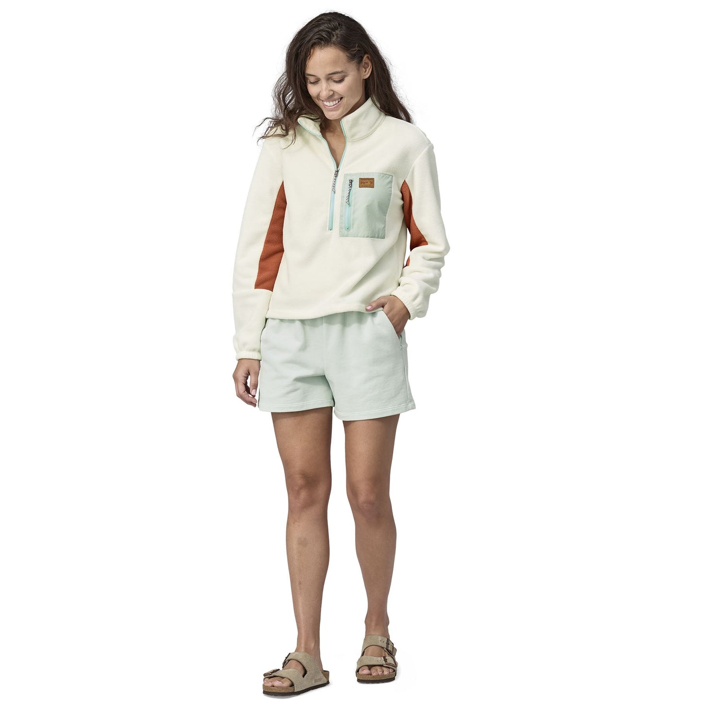 Polaire col zippé en matière recyclée | Écru "microdini 1/2 zip birch white"