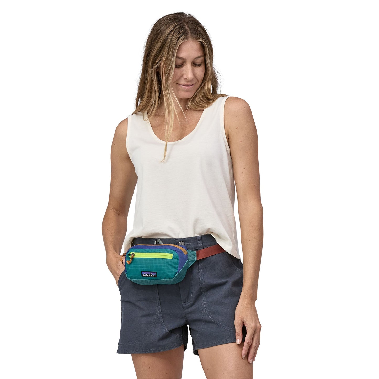 Banane en matière recyclée | multicolore "ultralight mini hip patchwork subtidal blue"