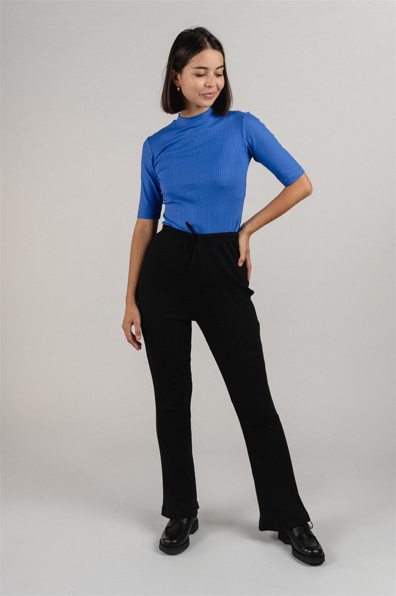 Pantalon fluide flare noir en coton bio et modal - flared lenzing™ pants black jet