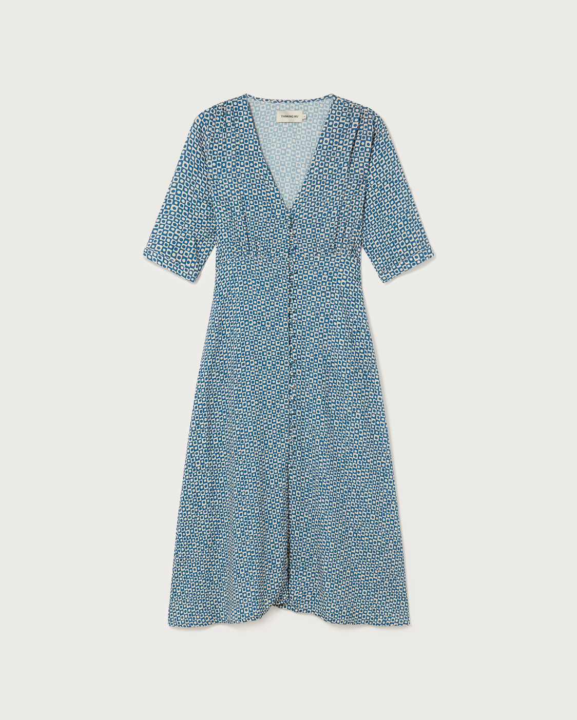 Robe légère bleue à motifs en ecovero - blue small spots camelia dress