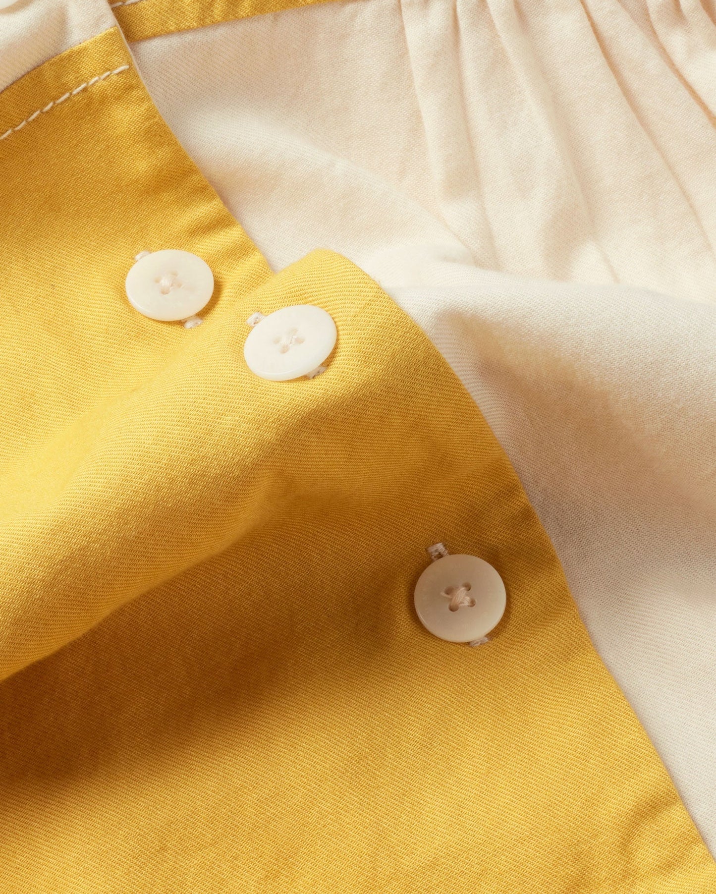 Robe en coton bio | Jaune et écru "ambar patched hebe dress ivory"