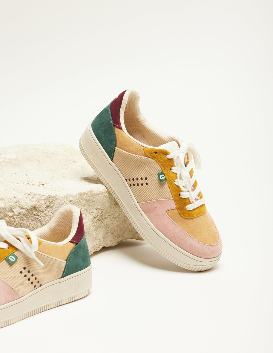 Baskets en cuir certifié | maxence f - rose clair beige moutarde
