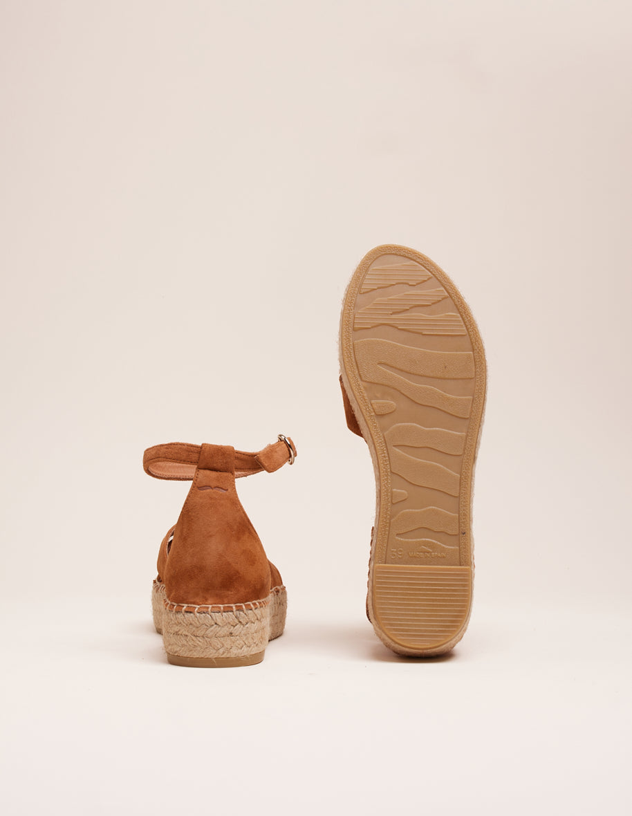 Sandales en cuir | marron "catherine suède cognac"